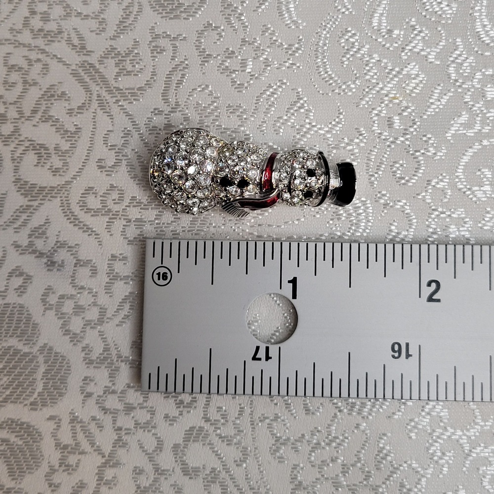 Swarovski Snowman‎ Pave w/Clear Crystal Brooch Signed Swan Holiday Winter Gift - Picture 8 of 9